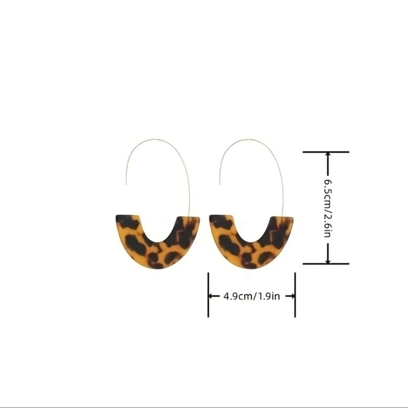 Multi Colored Abstract Shimmer Pattern Partial Hoop Earrings Acetate Board Resin - Picture 2 of 4